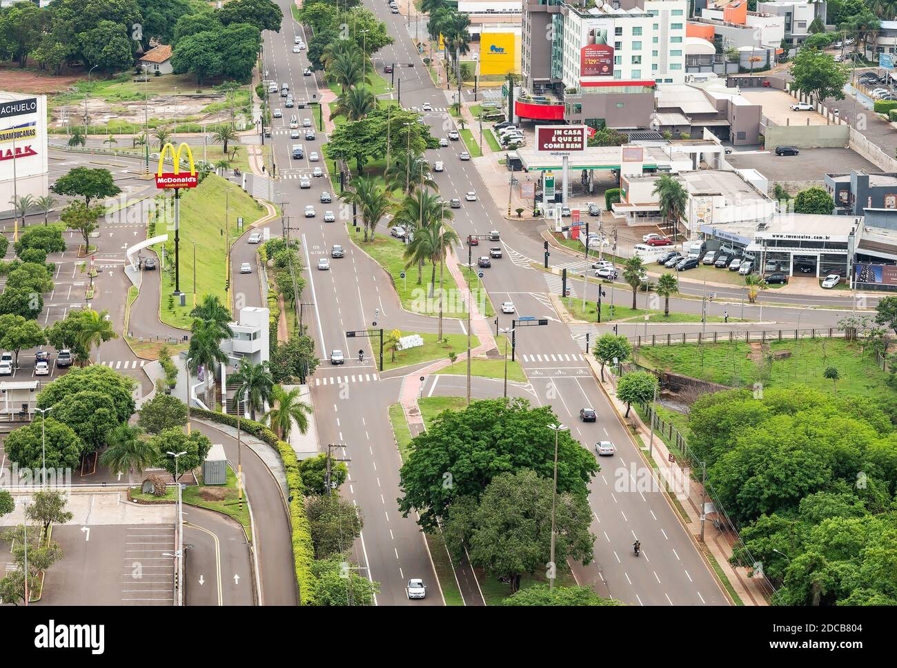 Campo Grande - MS, Brazil - november 12, 2020: Aerial view of the Afonso Pena avenue. Stock Photo