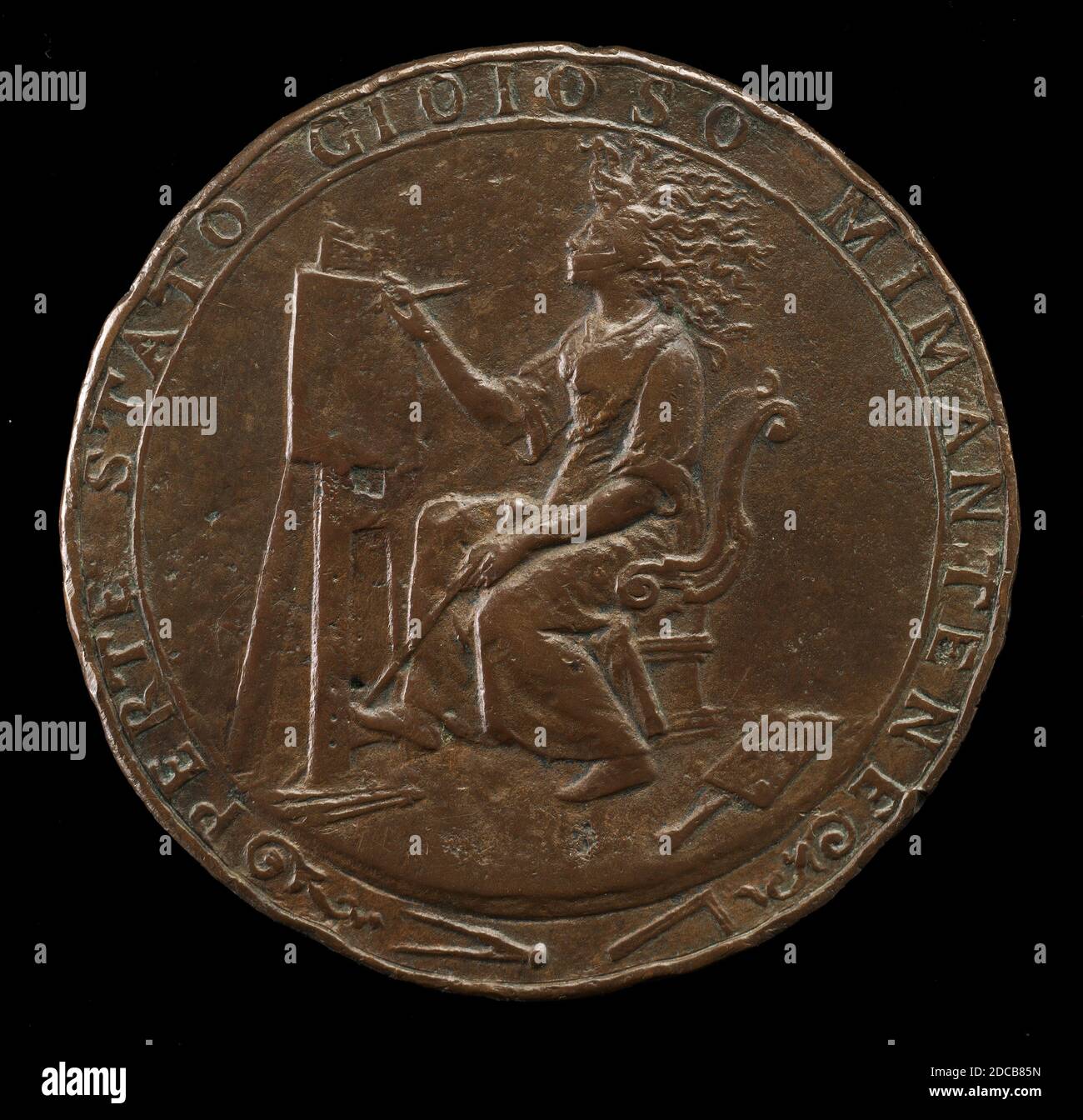 Felice Antonio Casone, (medalist), Bolognese, 1559 - 1634, Lavinia Fontana Painting, 1611, bronze, overall (diameter): 6.55 cm (2 9/16 in.), gross weight: 75.12 gr (0.166 lb.), axis: 12:00 Stock Photo