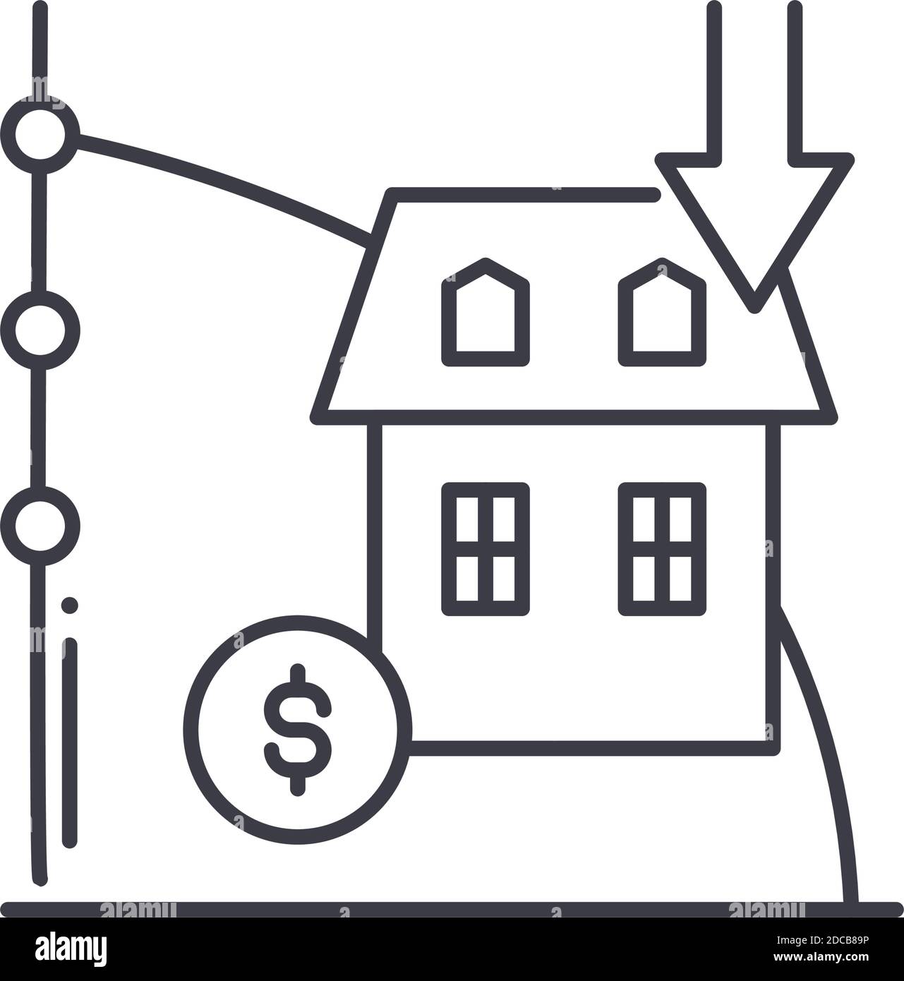 Depreciation icon, linear isolated illustration, thin line vector, web