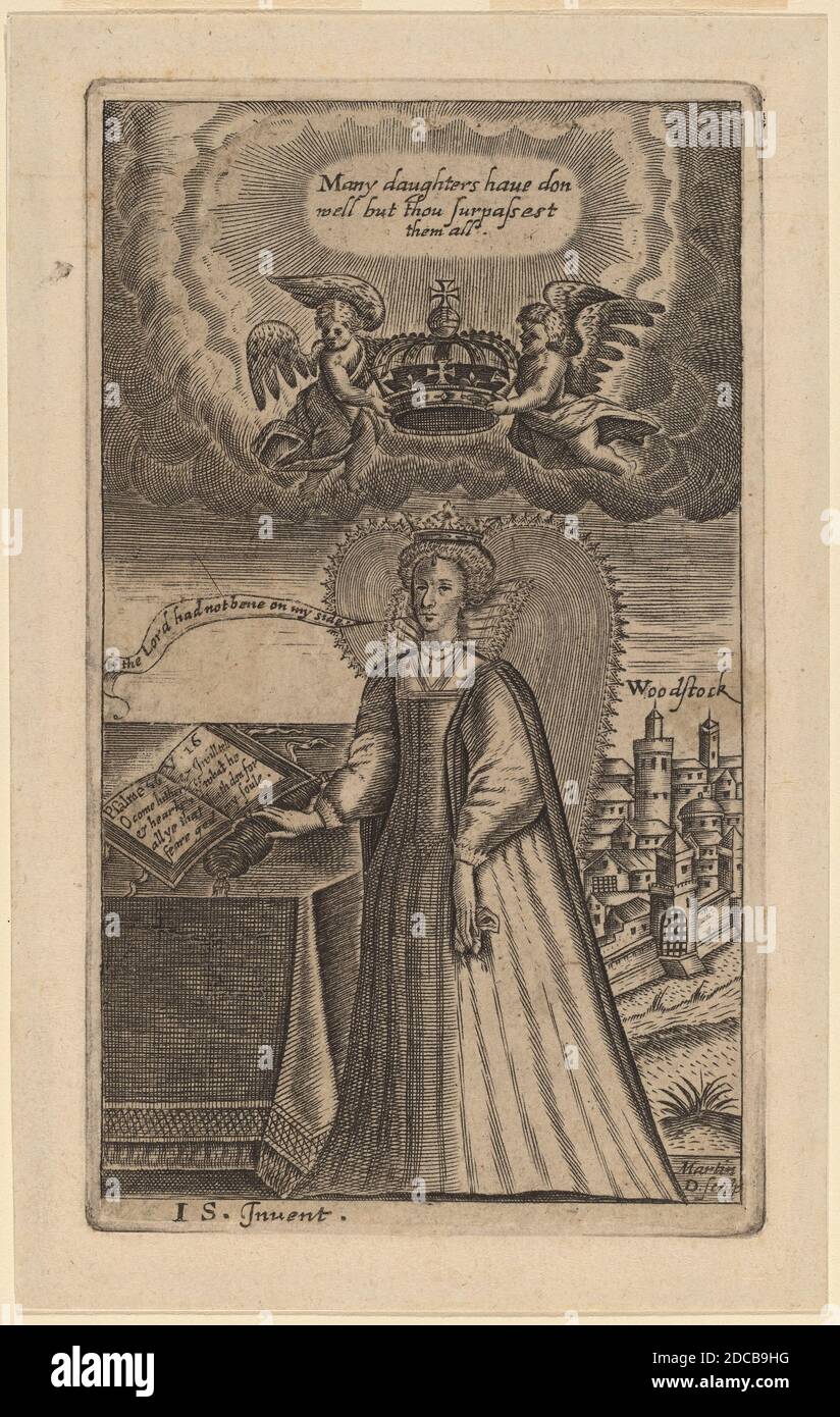 Martin Droeshout, (artist), Flemish, born c. 1570, Queen Elizabeth, engraving Stock Photo