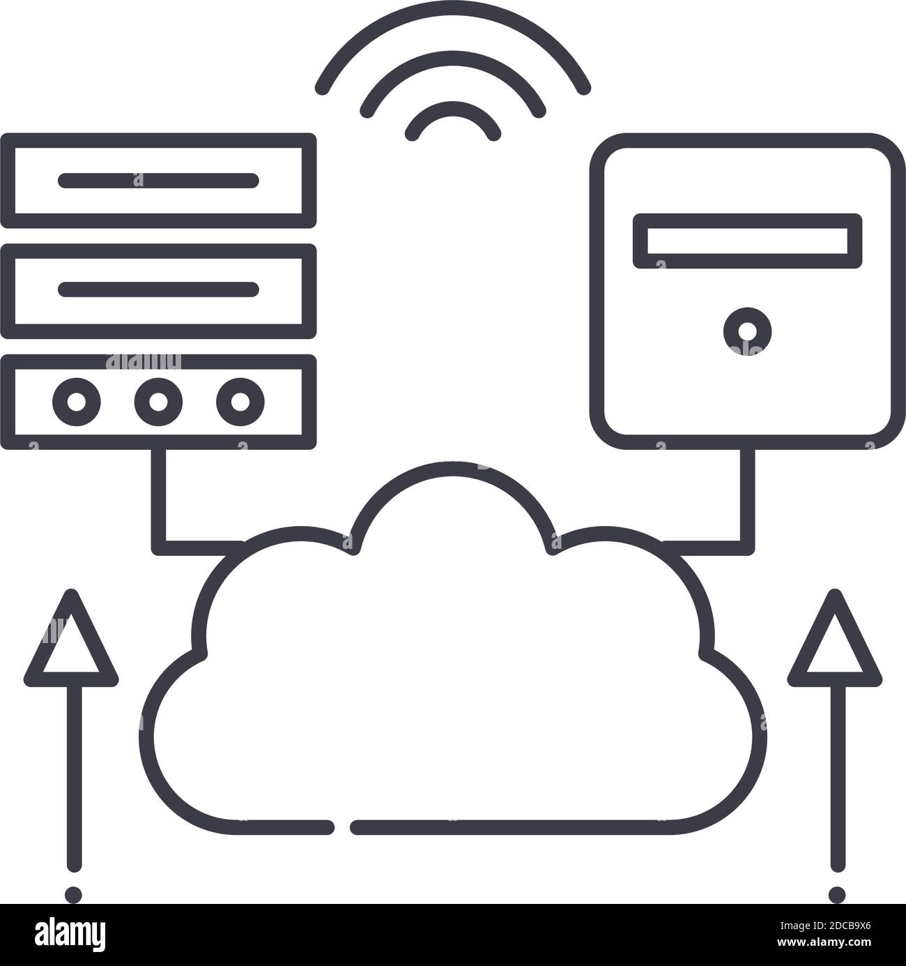 Data loading icon, linear isolated illustration, thin line vector, web ... image.