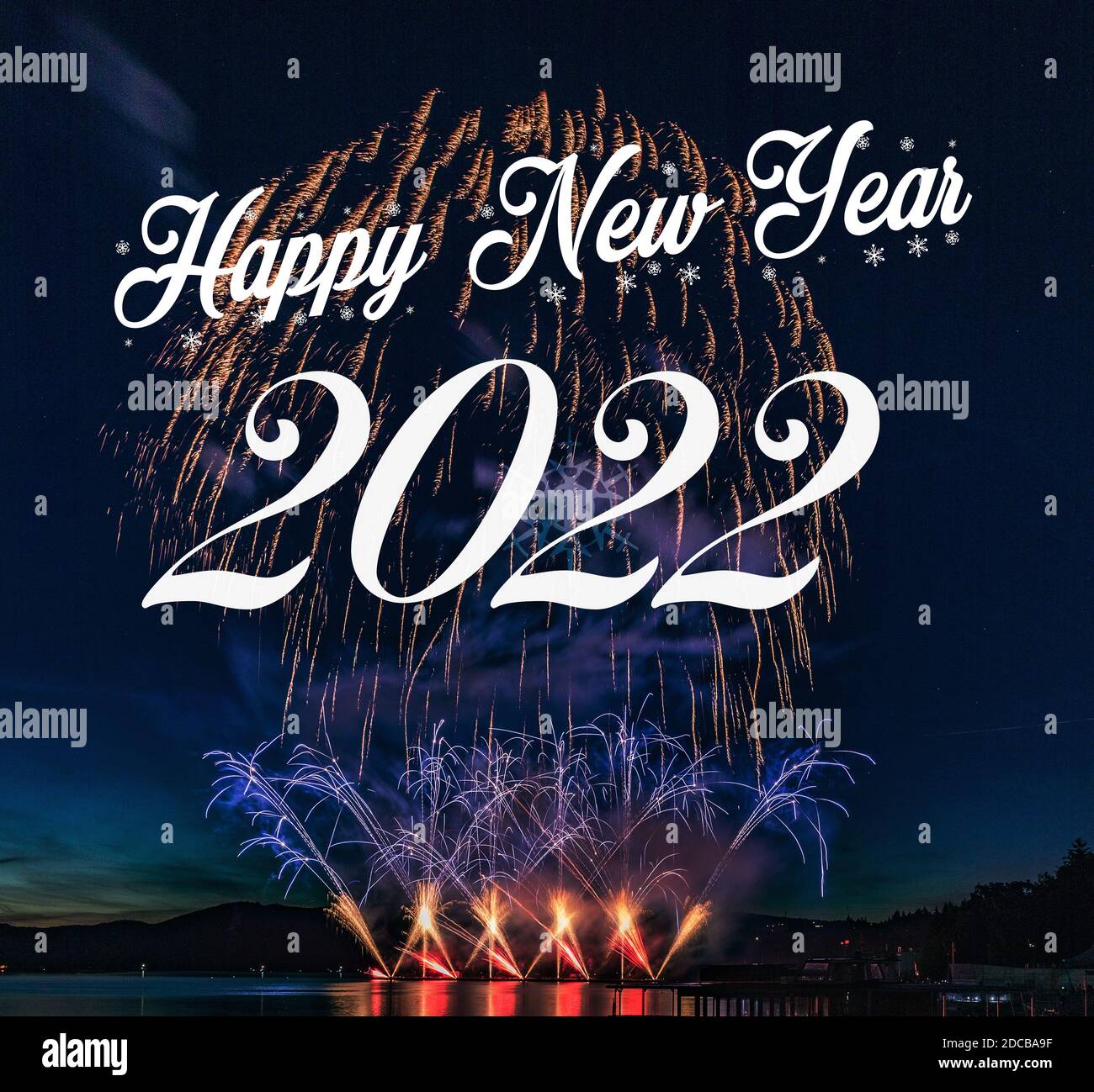 Happy new year 2022 with fireworks background. Celebration New Year 2022  Stock Photo - Alamy