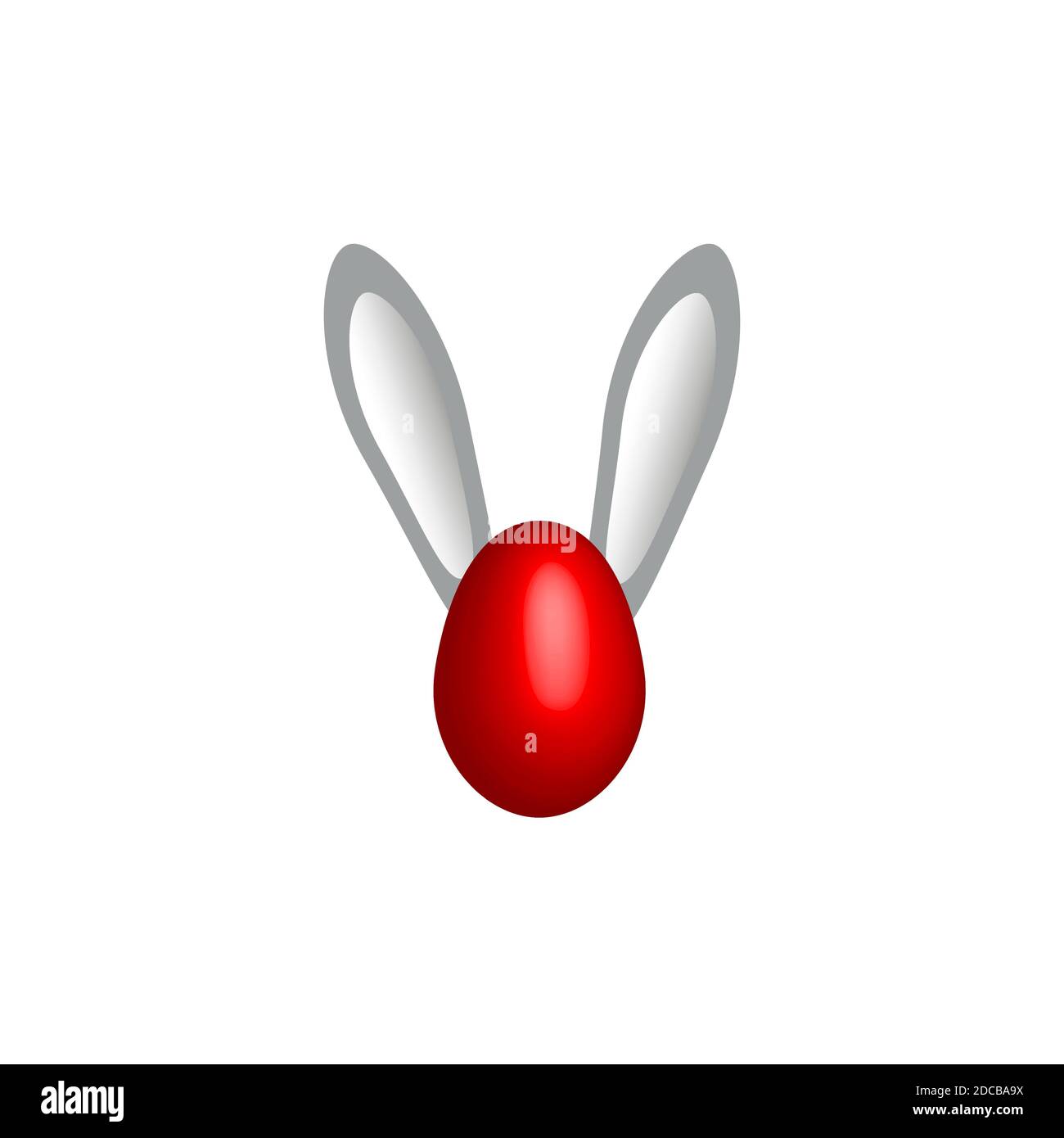 Red Easter egg with gray bunny ears. Stock Vector