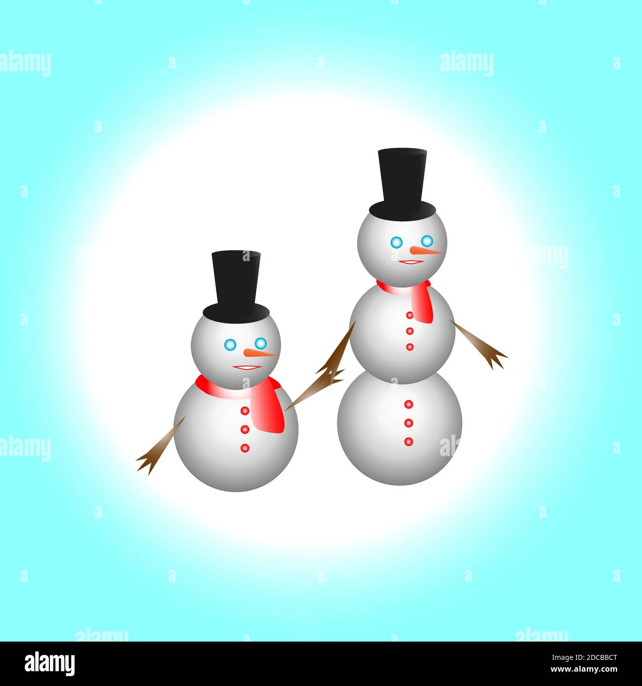 Family of snowy Christmas snowmen in top hat and scarf Stock Vector ...