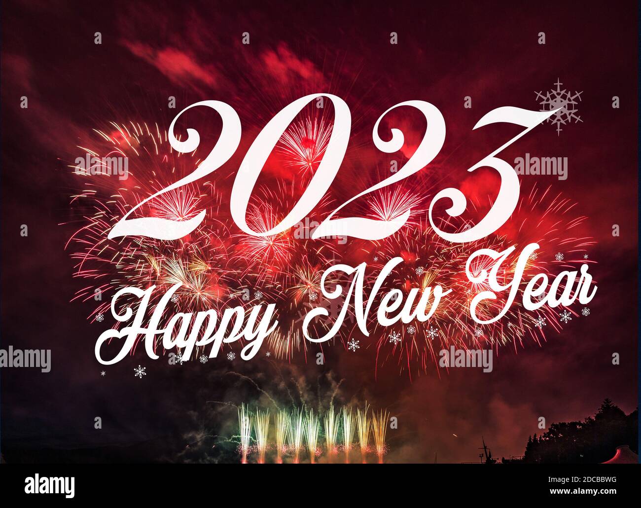 Happy new year 2023 with fireworks background. Celebration New Year 2023  Stock Photo - Alamy