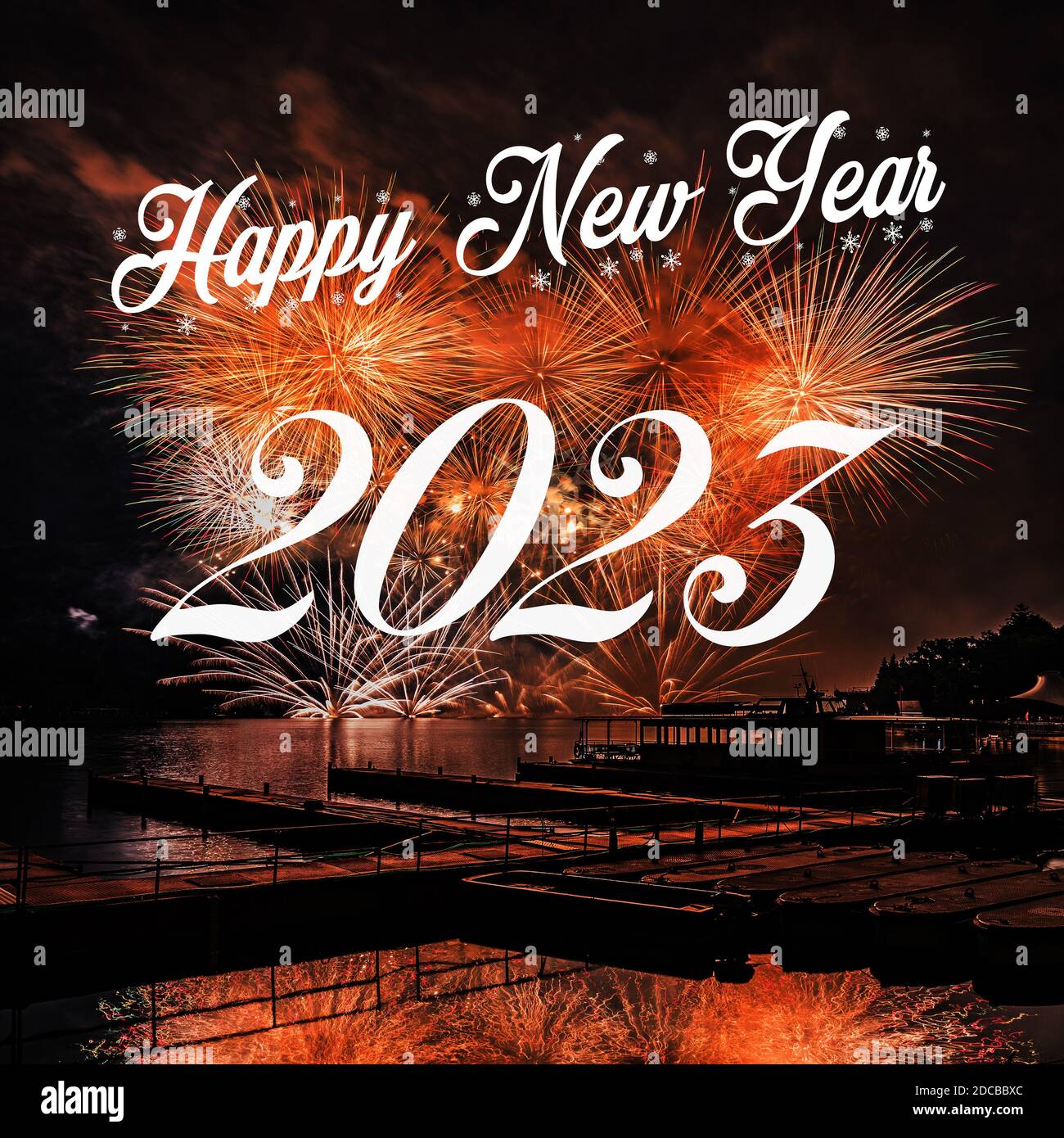 Happy new year 2023 with fireworks background. Celebration New Year 2023  Stock Photo - Alamy