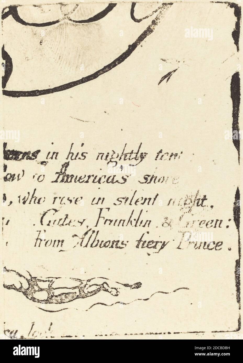 William Blake, (artist), British, 1757 - 1827, Restrike from fragment of cancelled plate for'A Prophecy', America, A Prophecy: no.3, (series), 1793, relief etching/intaglio print Stock Photo