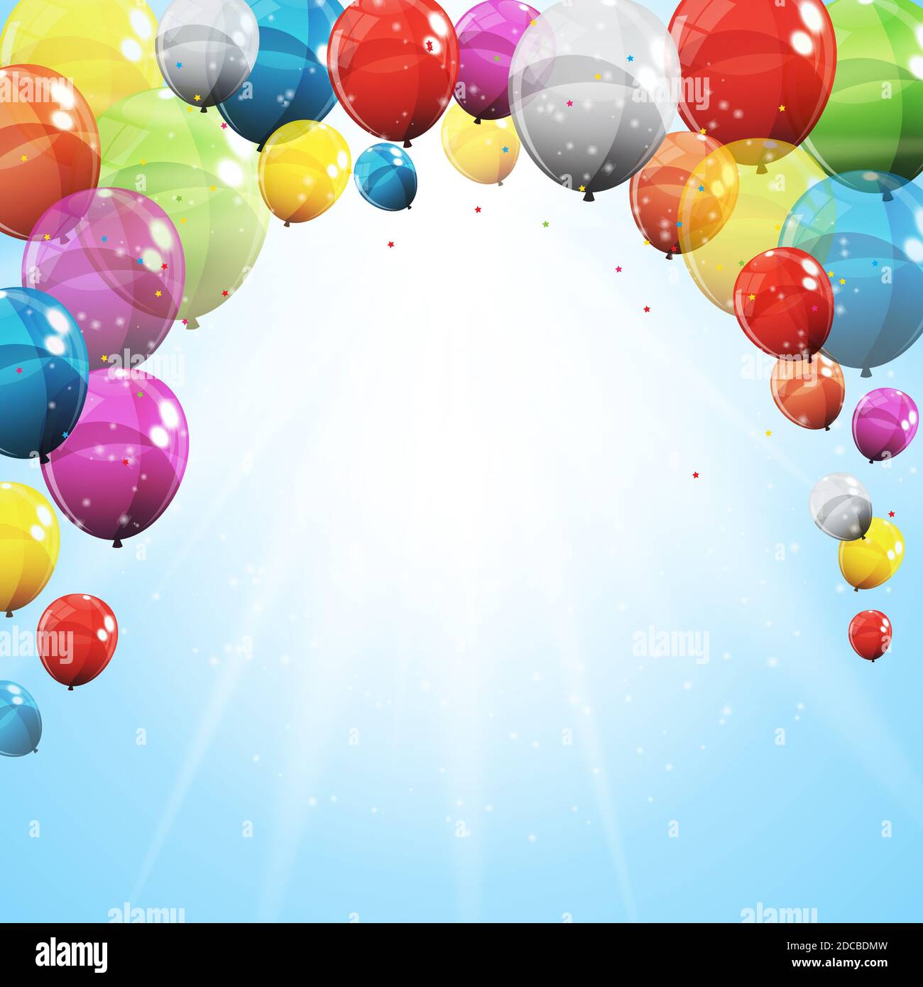 Group of Colour Glossy Helium Balloons with Blank Page Isolated on ...