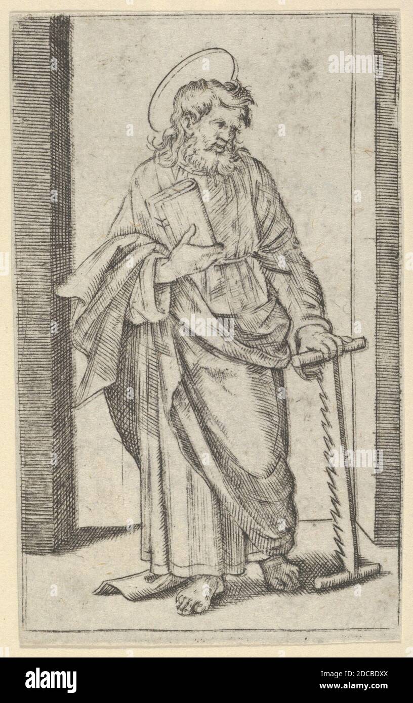 Saint Simon, a saw in his lowered left hand, from the series 'Piccoli ...