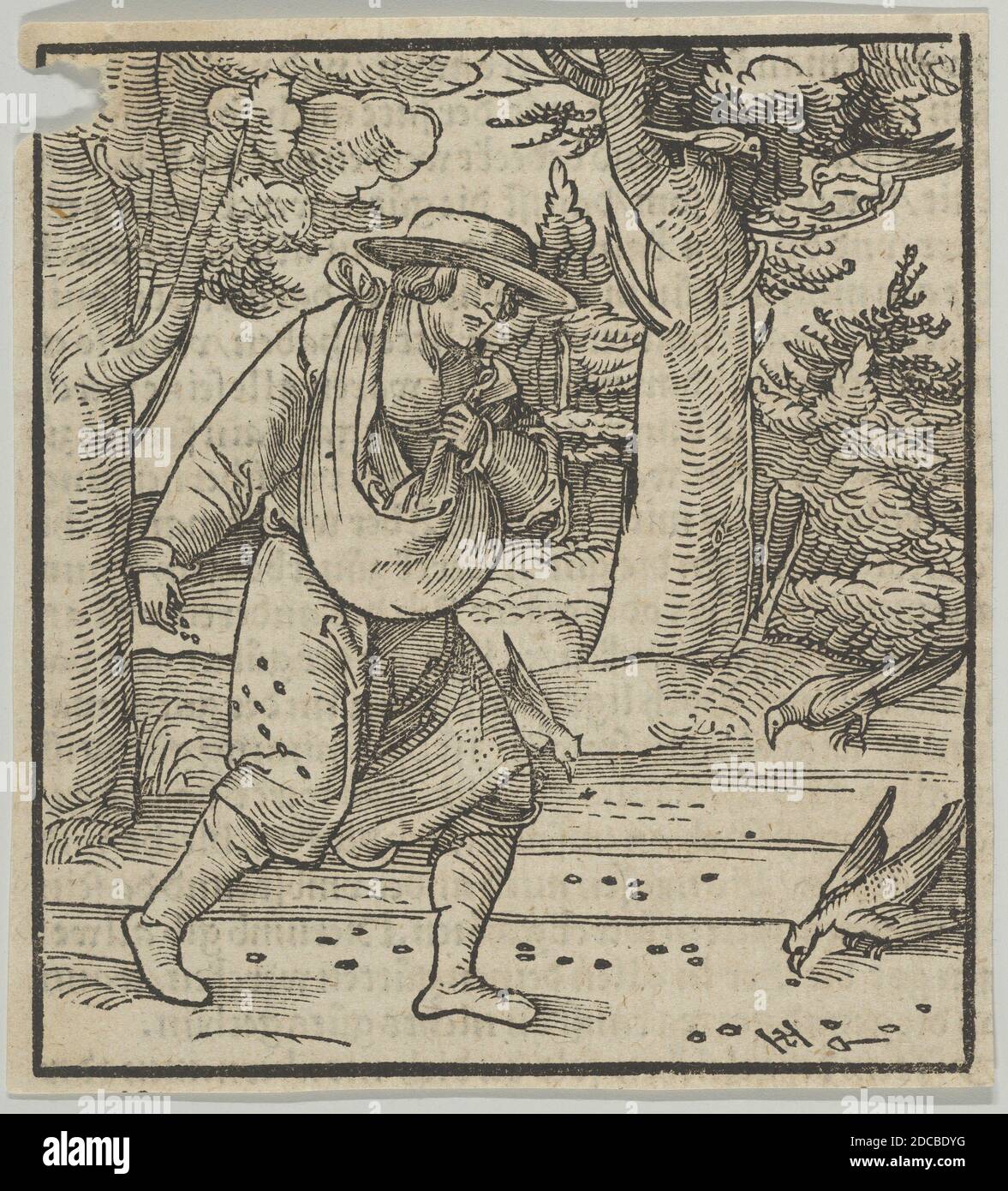 The Birds Eating the Seeds of the Sower, from Hymmelwagen auff dem, wer wol lebt..., 1517. Stock Photo