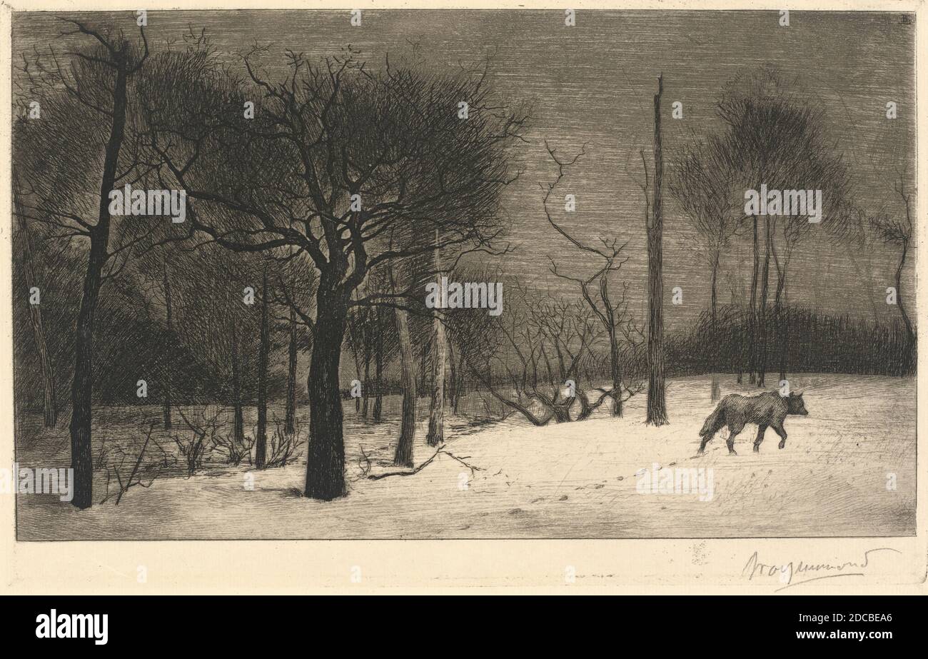 Félix Bracquemond, (artist), French, 1833 - 1914, Hiver (Winter), etching Stock Photo