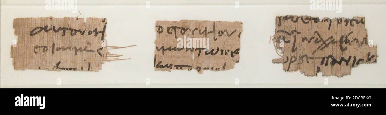 Papyrus Fragments of a Deed, Coptic, 580-640. Stock Photo
