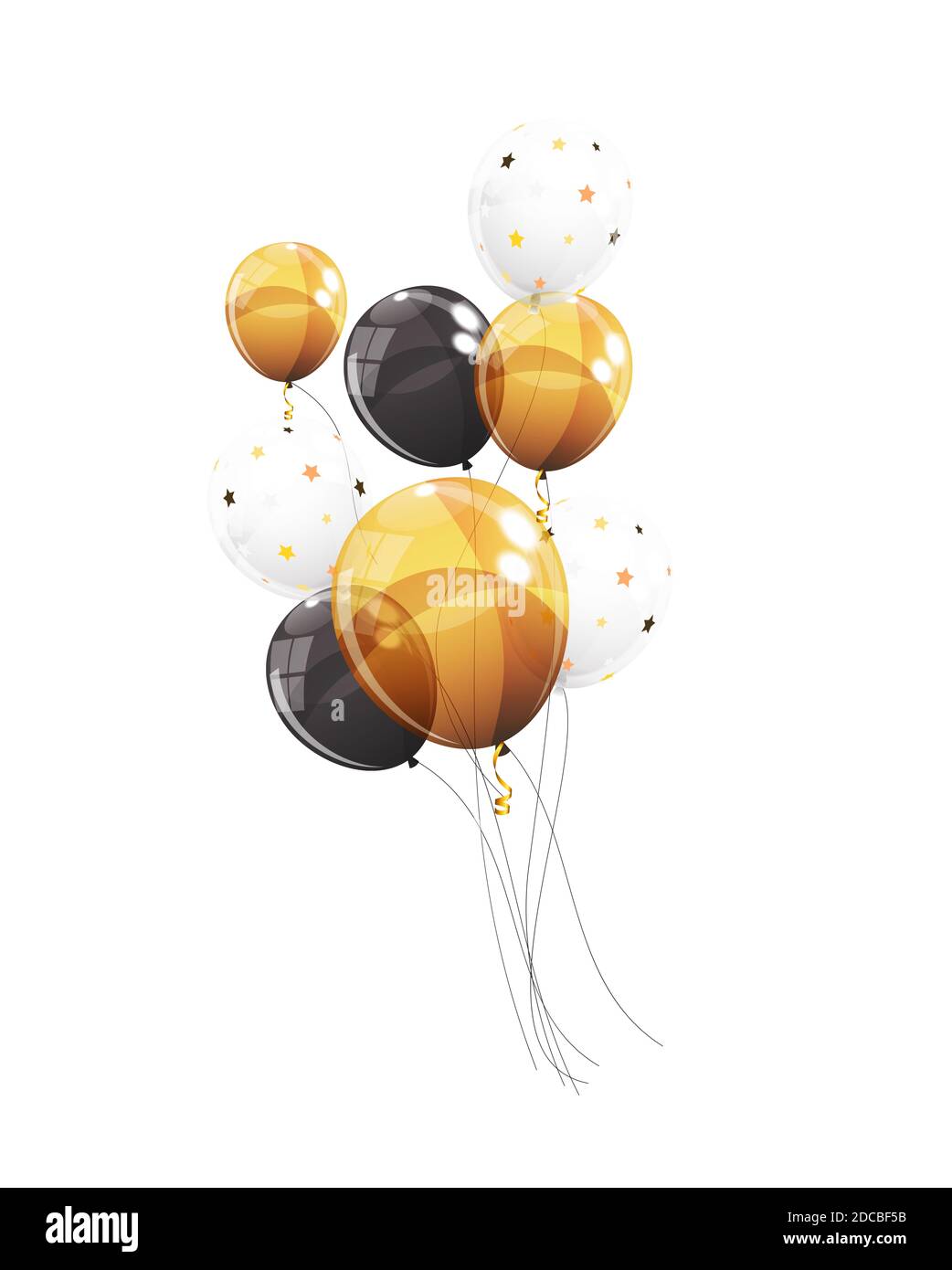 Group of Colour Glossy Helium Balloons Isolated on White Background ...