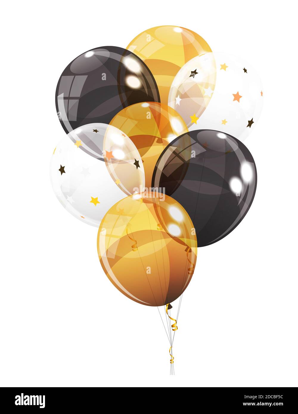 Group of Colour Glossy Helium Balloons Isolated on White Background ...