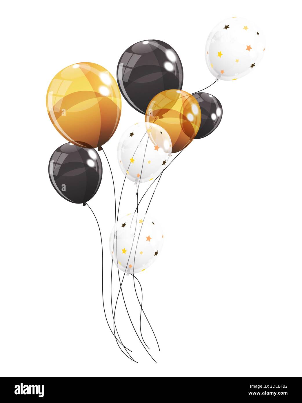 Group of Colour Glossy Helium Balloons Isolated on White Background ...