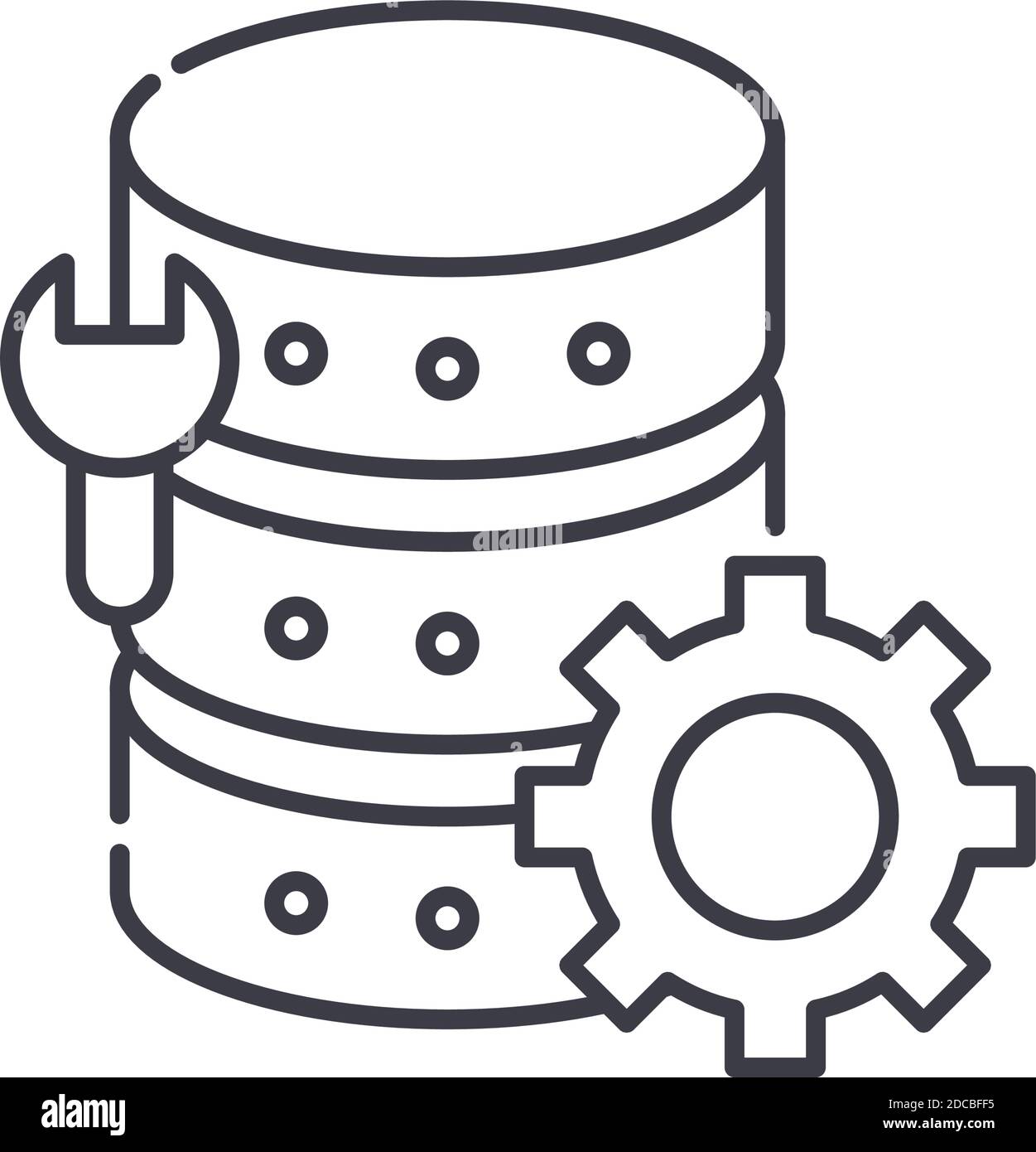 Data management icon, linear isolated illustration, thin line vector ...