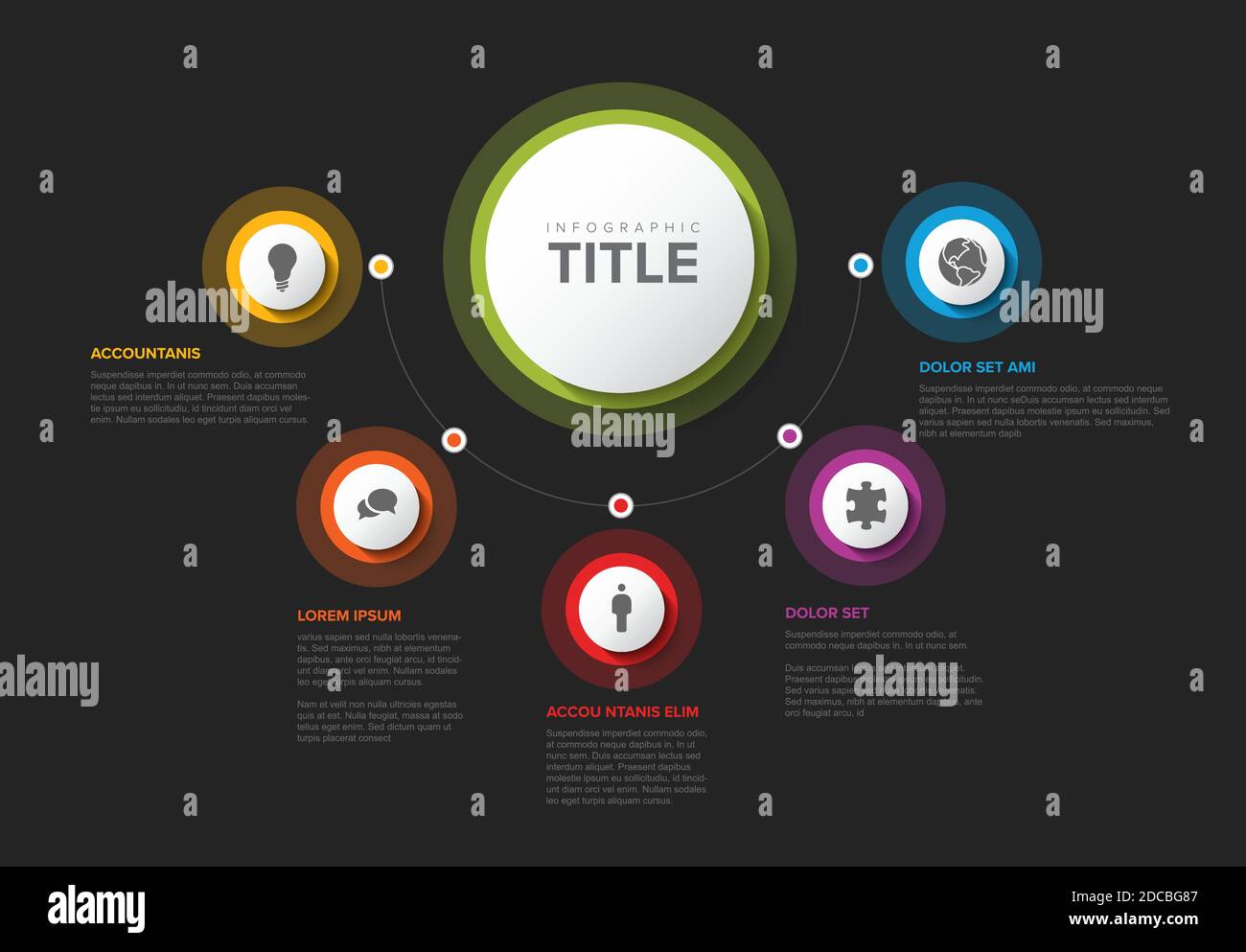 Vector multipurpose Infographic template with title and five elements ...