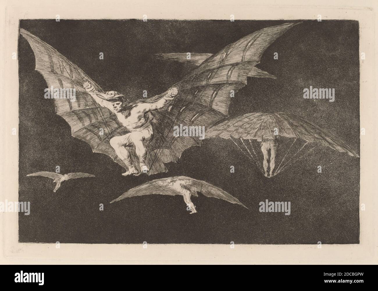 Francisco de Goya, (artist), Spanish, 1746 - 1828, Modo de volar (A Way of Flying), Proverbios: pl.13, (series), in or after 1816, etching, aquatint and (drypoint Stock Photo
