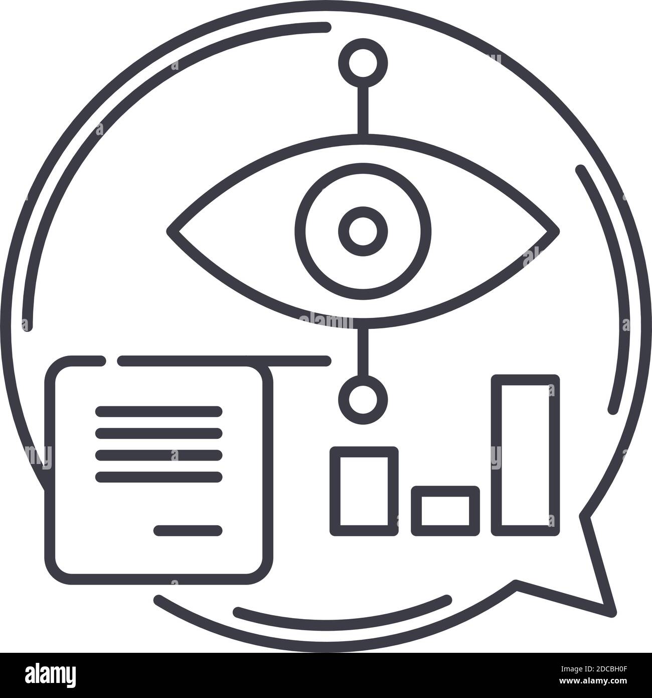 Data visualisation icon, linear isolated illustration, thin line vector, web design sign, outline concept symbol with editable stroke on white Stock Vector