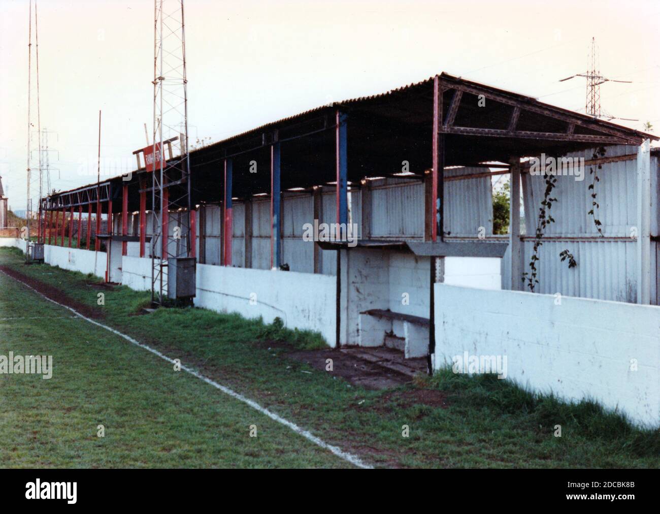 The main stand at Rainham Town Football Club, Deri Park, Rainham, Essex