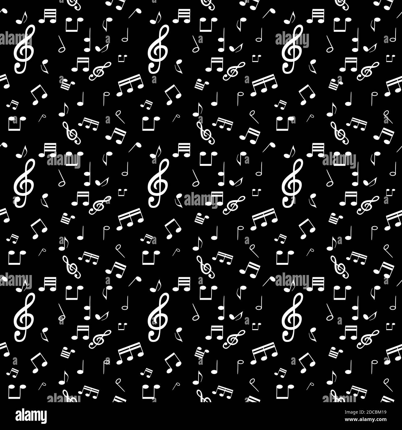 Seamless pattern from Set of musical notes and Treble clef ...