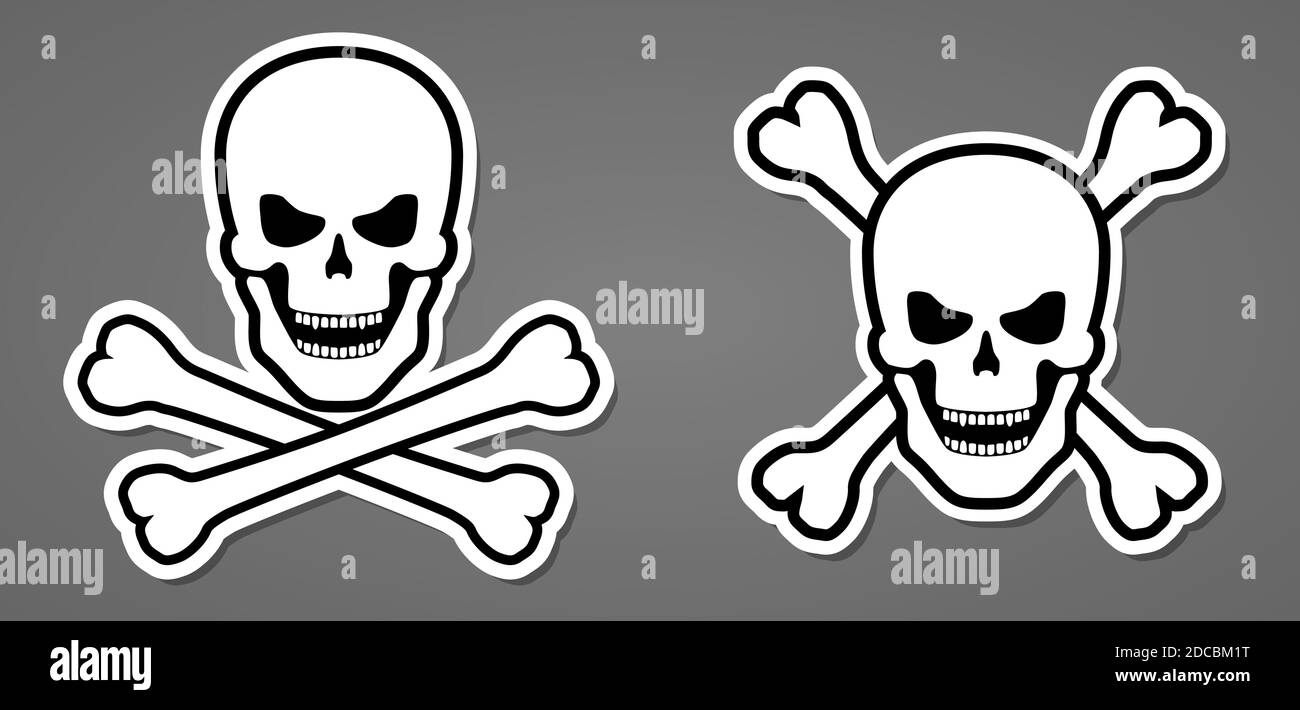 Pirate symbol with skull with bone cross button or sticker vector illustration Stock Vector