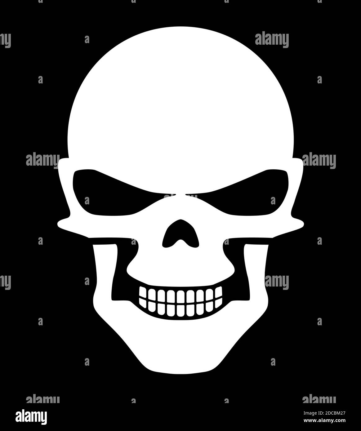 Evil white halloween skull or skeleton head tattoo vector illustration Stock Vector