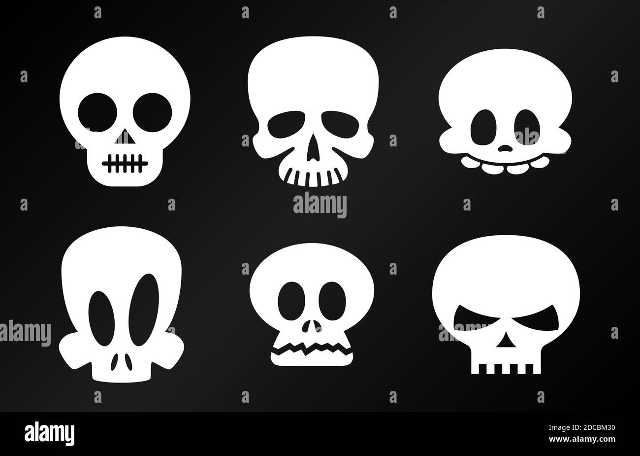 Funny white halloween skulls skeleton heads vector illustration Stock Vector