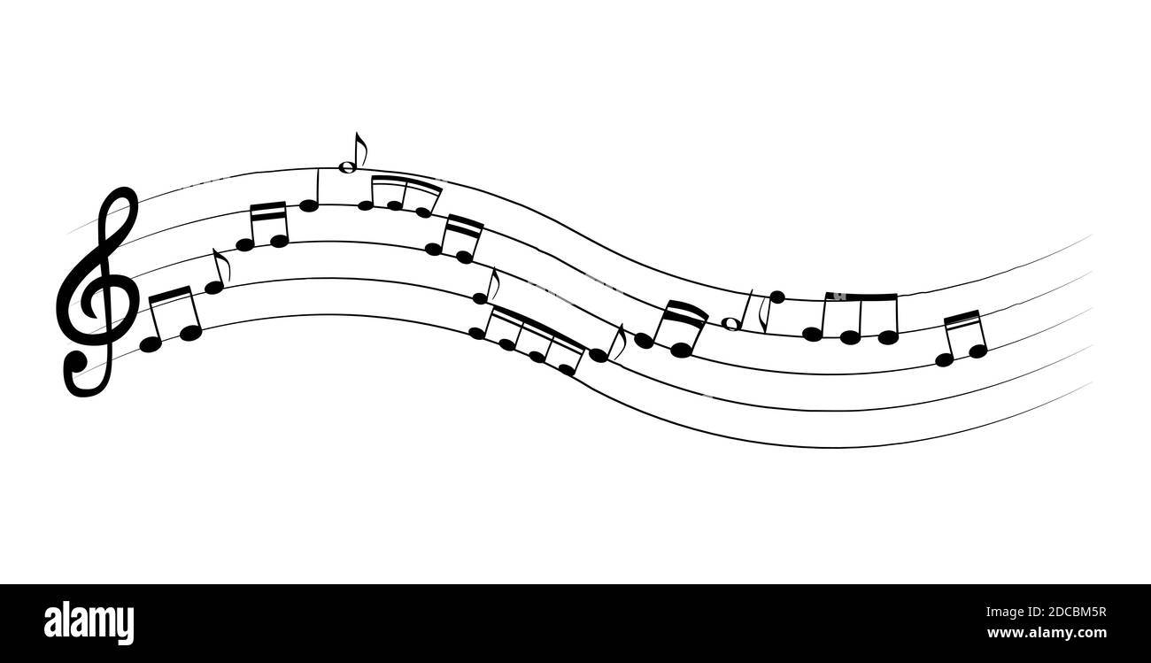 Set of musical notes on five-line clock notation without a feature ...