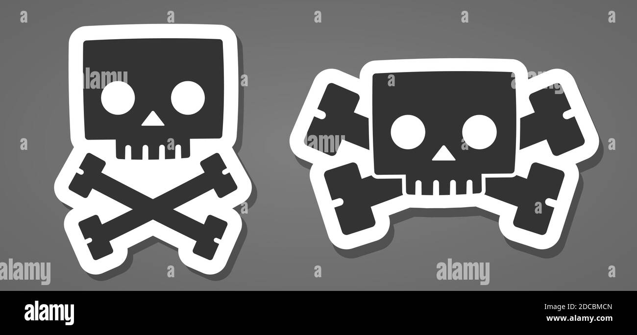 Cartoon robot skull machine head AI avatar with crossbones sticker icon or  symbol vector illustration Stock Vector Image & Art - Alamy