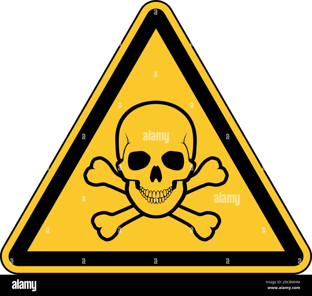 Yellow warning or danger road sign with skull and crossbones vector illustration Stock Vector