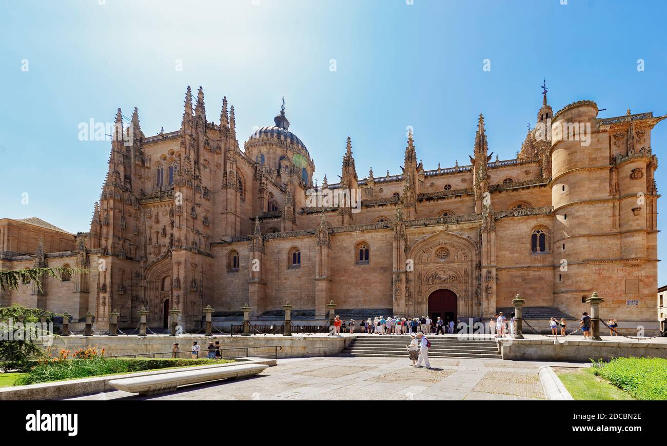 Cathedrals of Salamanca. Two authentic jewels of the Gothic and Romanesque styles. Stock Photo
