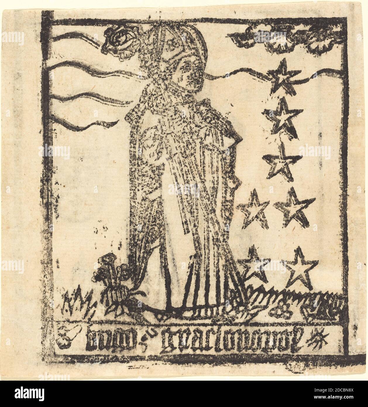 German 15th Century, (artist), Saint Hugo of Grenoble, Sheet with Virgin and Five Saints, (series), probably 1460/1480, woodcut Stock Photo