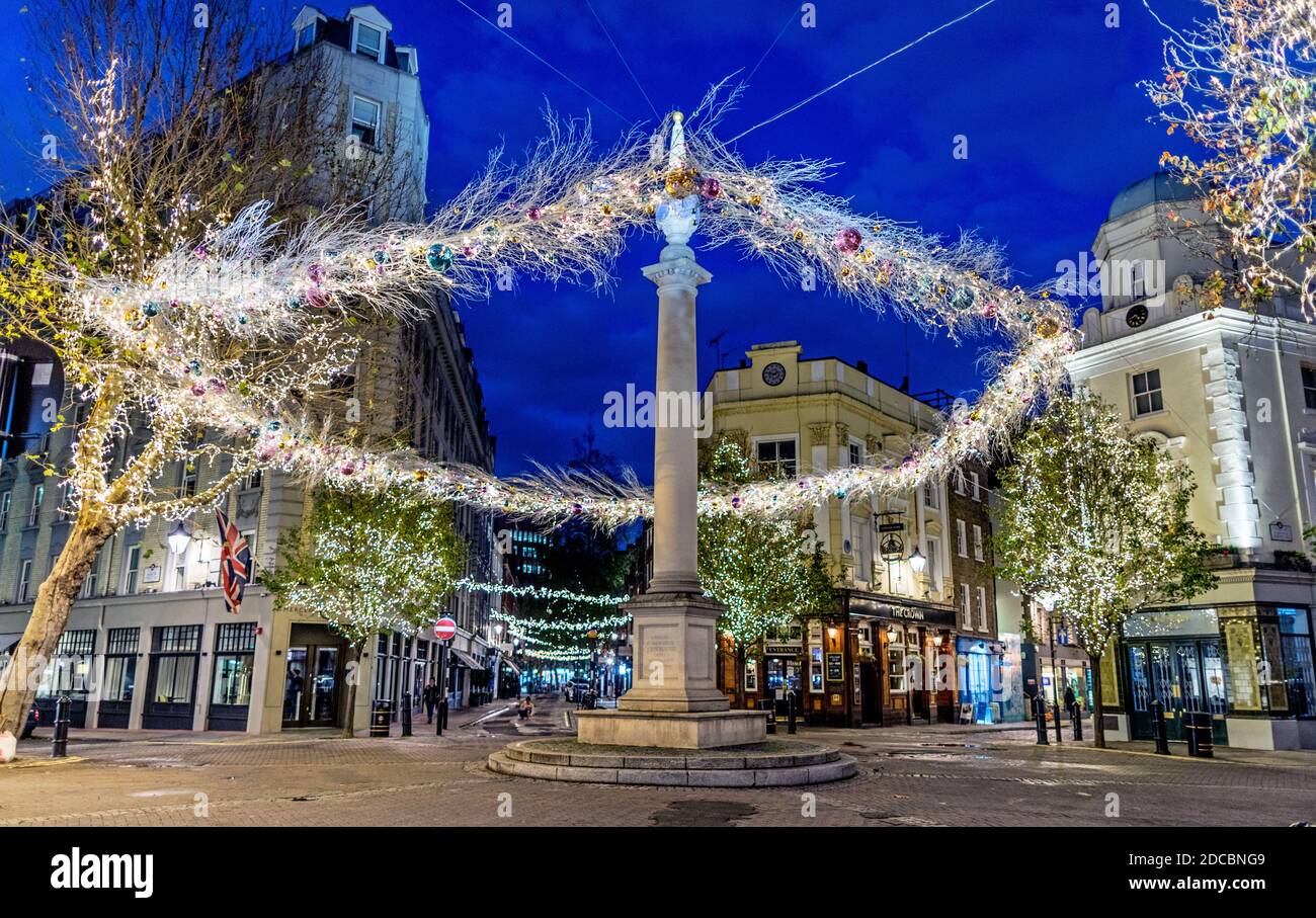 Christmas Decorations in The Seven Dials London UK Stock Photo