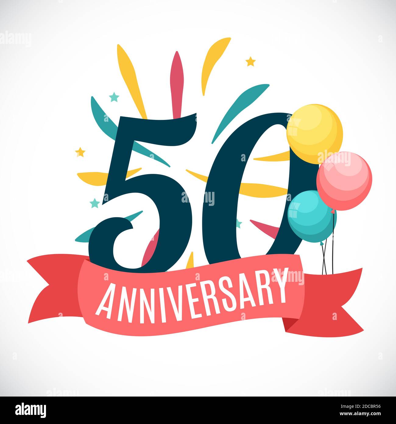 Anniversary 50 Years Template With Ribbon Illustration Stock Photo - Alamy