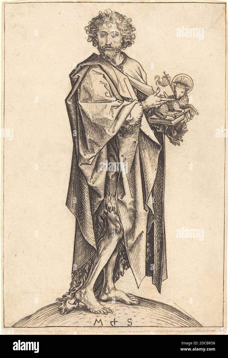 Martin Schongauer, (artist), German, c. 1450 - 1491, Saint John the Baptist, c. 1475, engraving Stock Photo