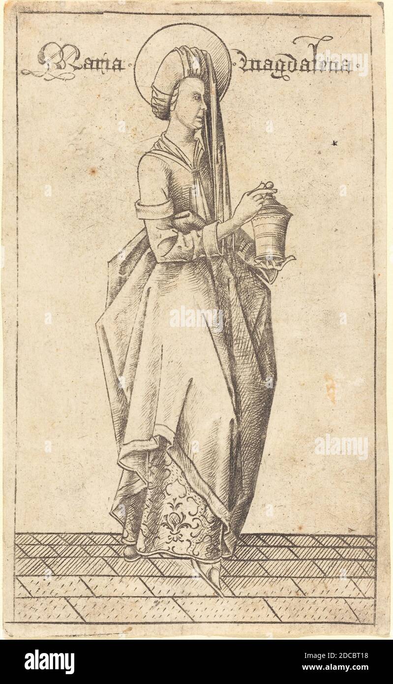 Israhel van Meckenem, (artist), German, c. 1445 - 1503, Saint Mary Magdalene, c. 1470, engraving Stock Photo
