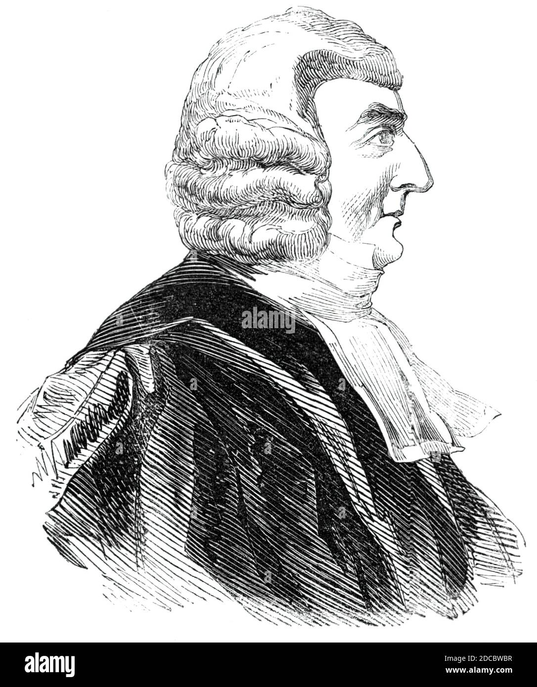 Lord Denman, 1844. Portrait of British lawyer, judge and politician Thomas Denman. From &quot;Illustrated London News&quot;, 1844, Vol I. Stock Photo