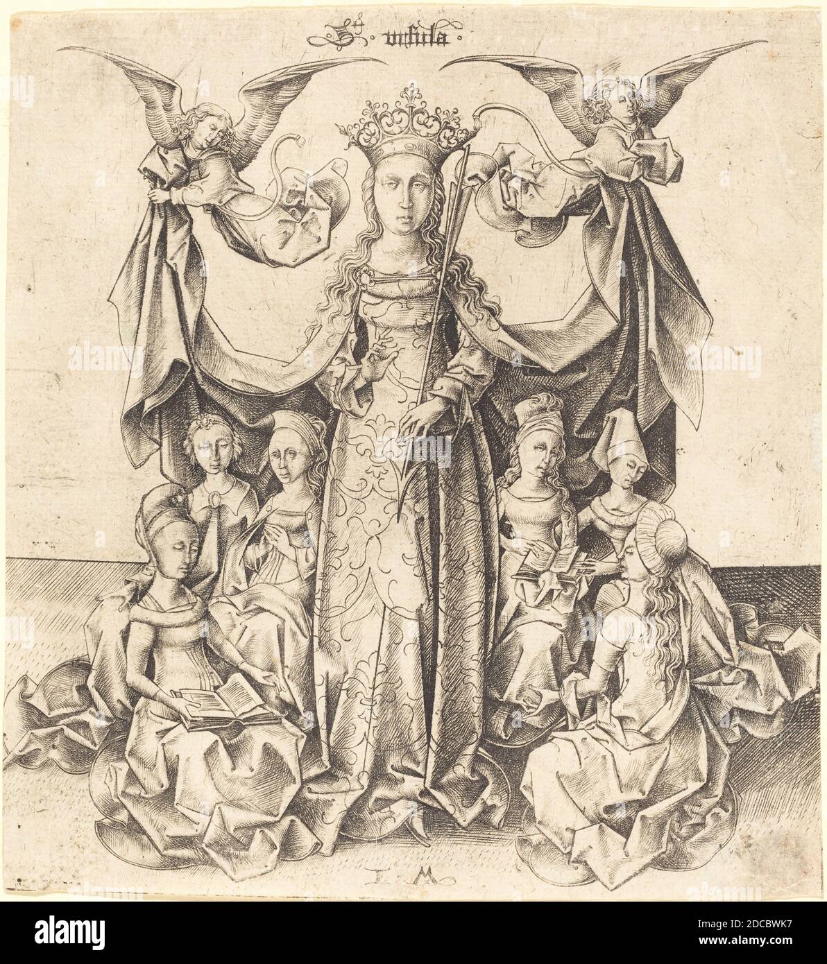 Israhel van Meckenem, (artist), German, c. 1445 - 1503, Saint Ursula and Her Maidens, c. 1475/1480, engraving Stock Photo