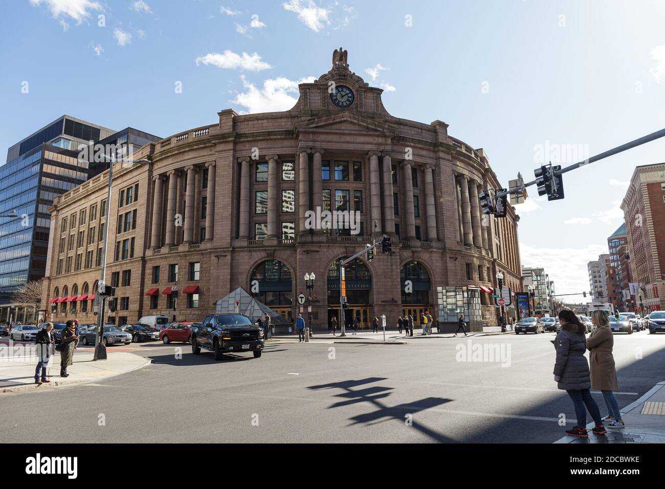 BOSTON, MA, USA FEBRUARY, 28, 2020 Constructed in 1989, The South Station in Boston, MA is
