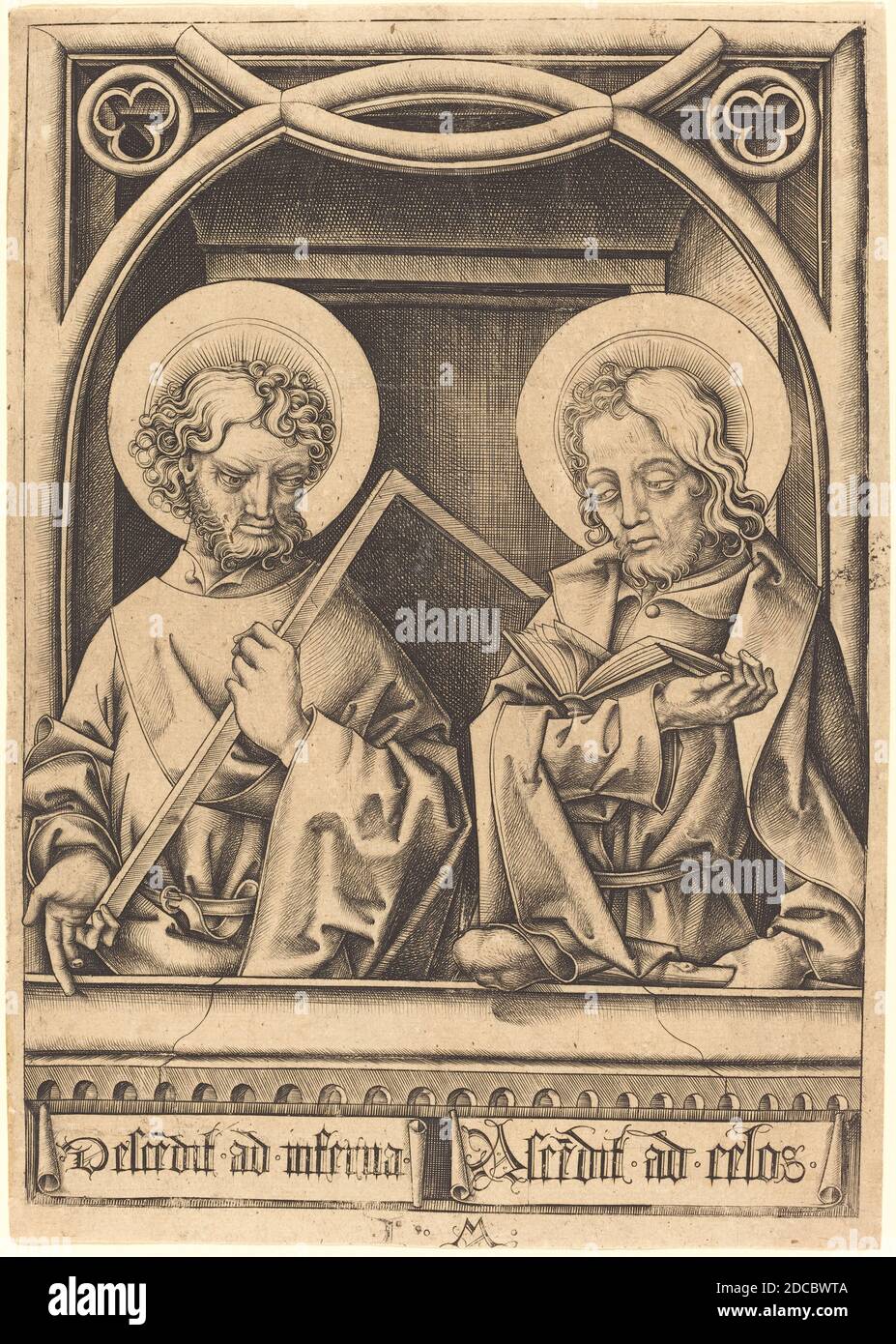Israhel van Meckenem, (artist), German, c. 1445 - 1503, Saints Thomas and James the Less, The Twelve Apostles in Six Sheets, (series), c. 1480/1485, engraving Stock Photo