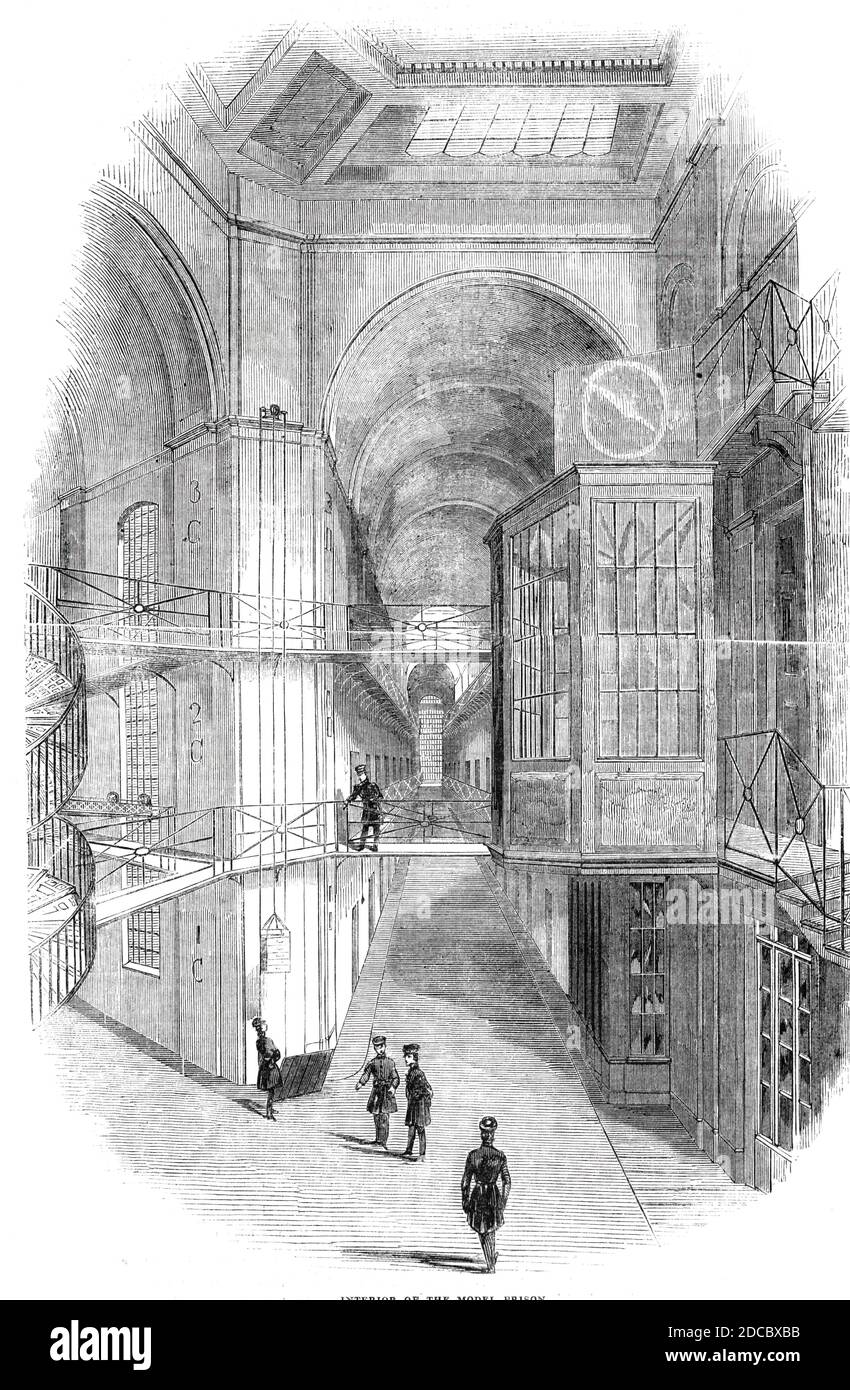 Interior of the Model Prison, 1842. Inside Pentonville Prison in London