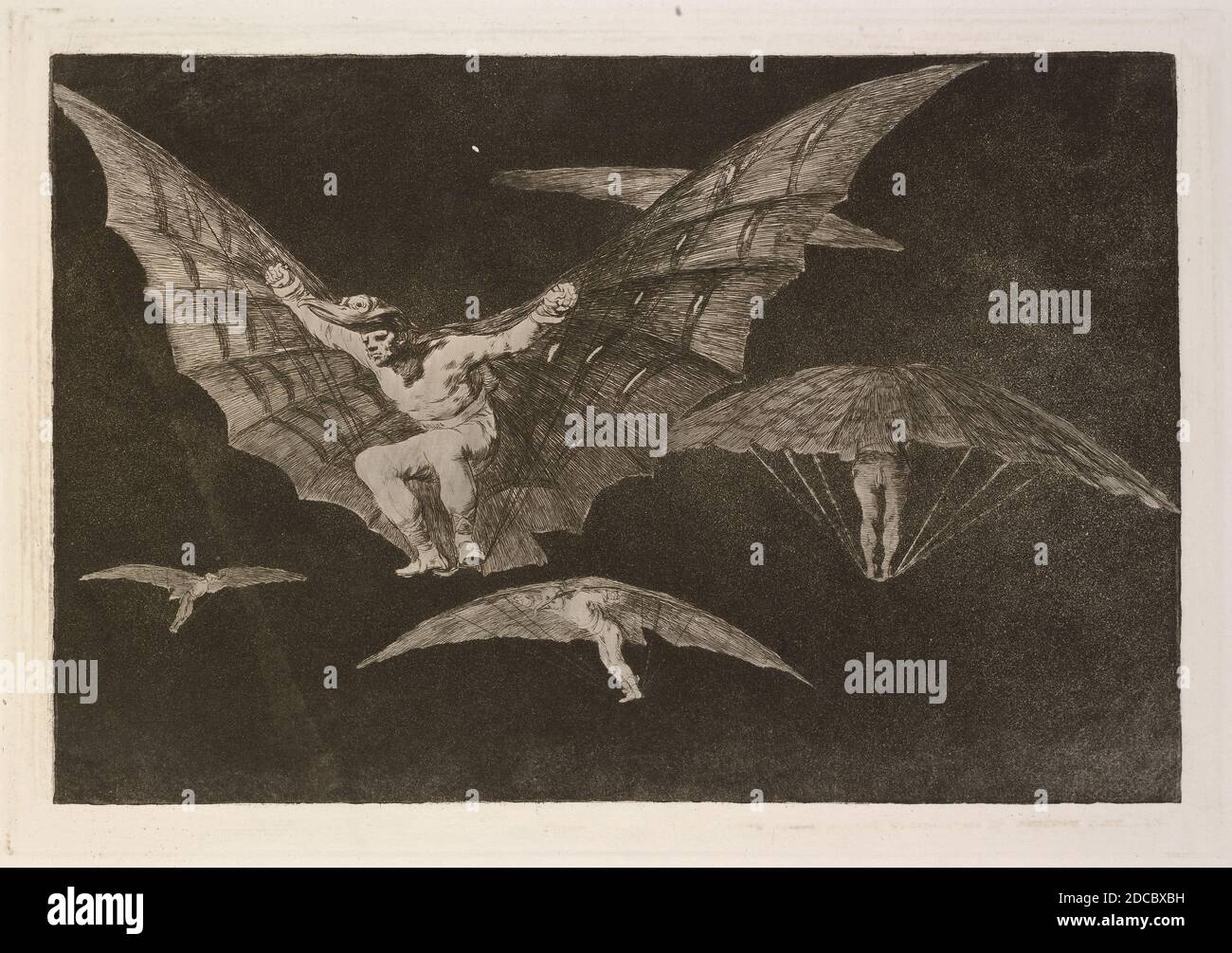 Francisco de Goya, (artist), Spanish, 1746 - 1828, Modo de volar (A Way of Flying), Proverbios: pl.13, (series), published 1864, etching, aquatint, and drypoint Stock Photo