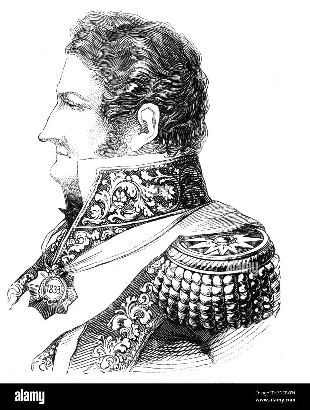 De Rosas, Governor of Buenos Ayres, 1844. Portrait of Argentinian soldier and politician Juan Manuel de Rosas, nicknamed 'Restorer of the Laws'. From &quot;Illustrated London News&quot;, 1844, Vol I. Stock Photo