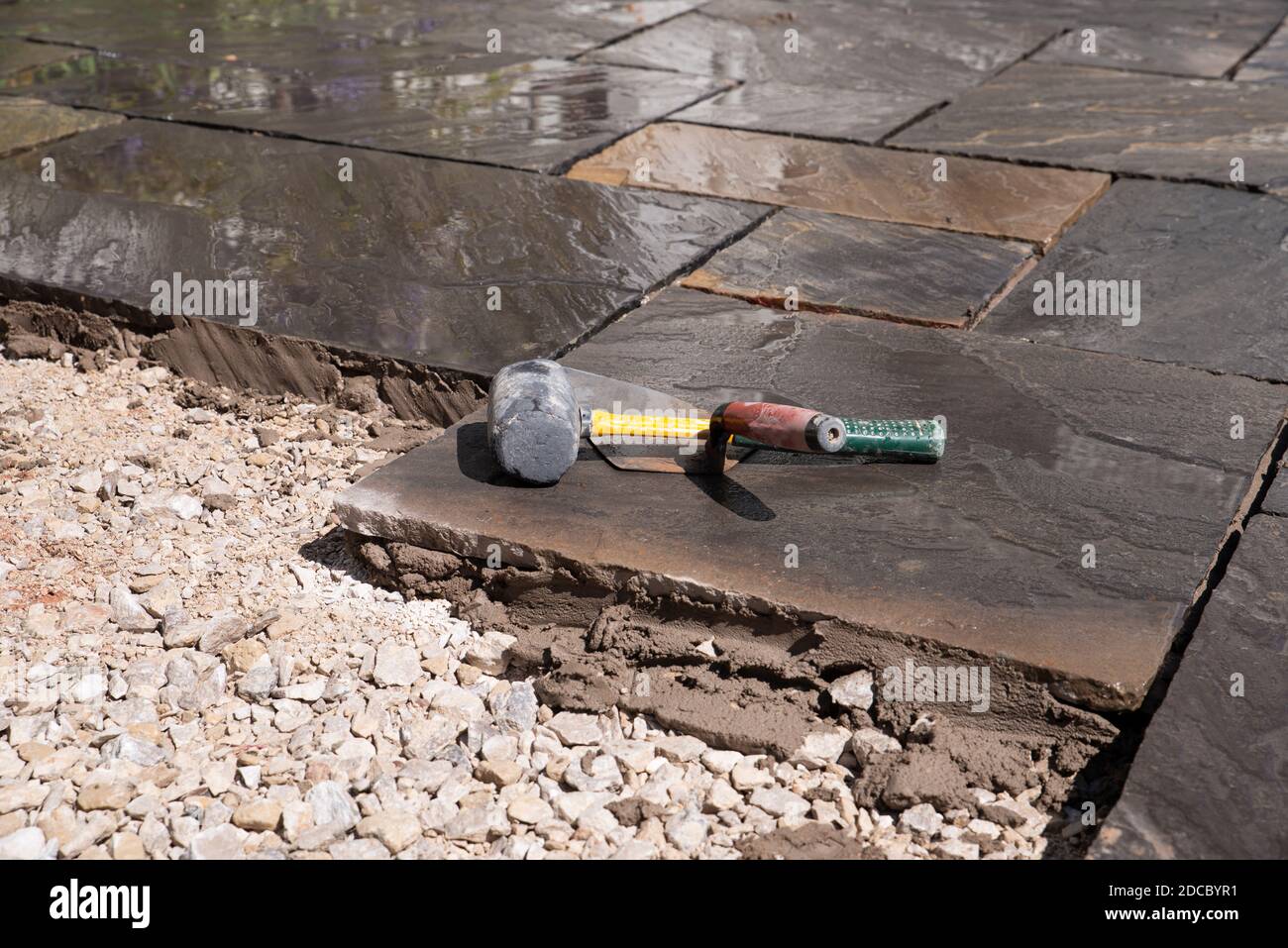 indian stone patio under construction Stock Photo Alamy