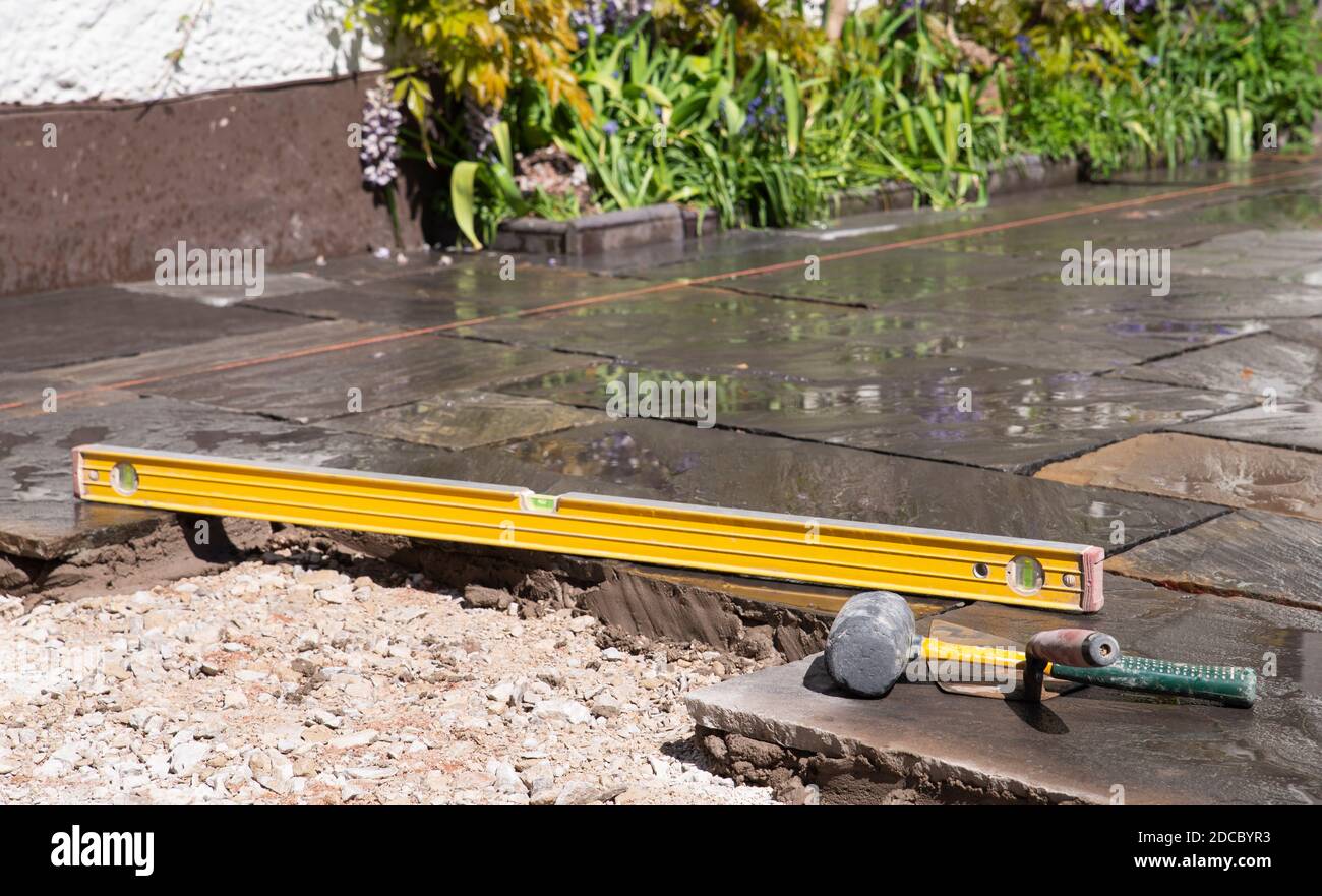 Indian Stone Patio Under Construction Stock Photo Alamy