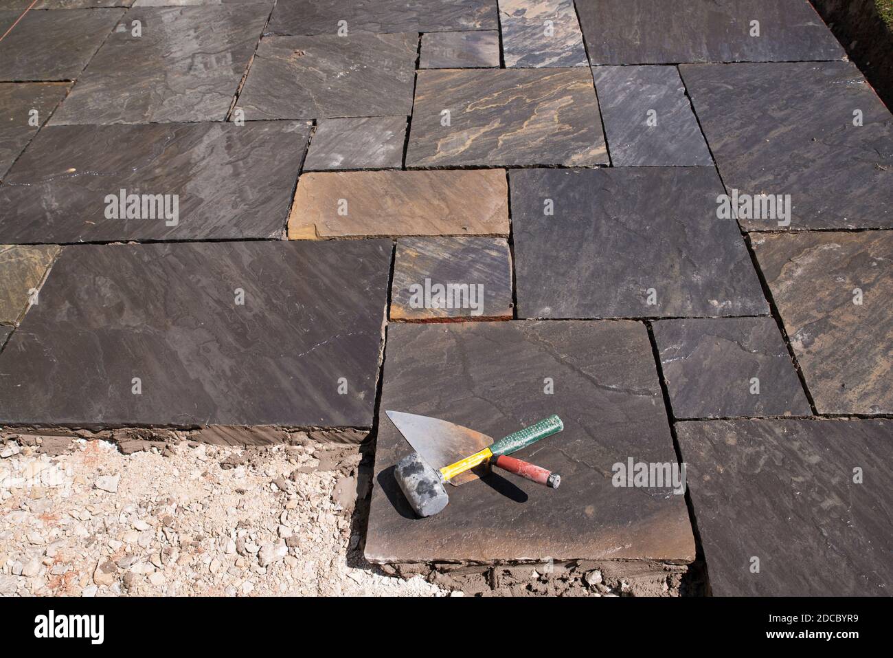 indian stone patio under construction Stock Photo Alamy