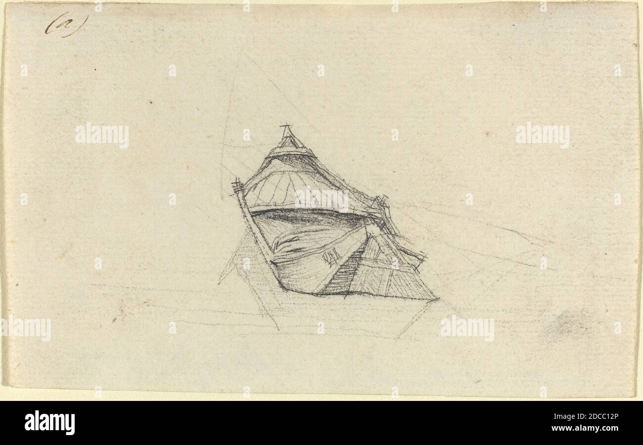 Charles Meryon, (artist), French, 1821 - 1868, Seine Boat for 'Le Pont-au-Change', probably c. 1854, graphite on laid paper, overall (approximate): 7.7 x 12.4 cm (3 1/16 x 4 7/8 in Stock Photo