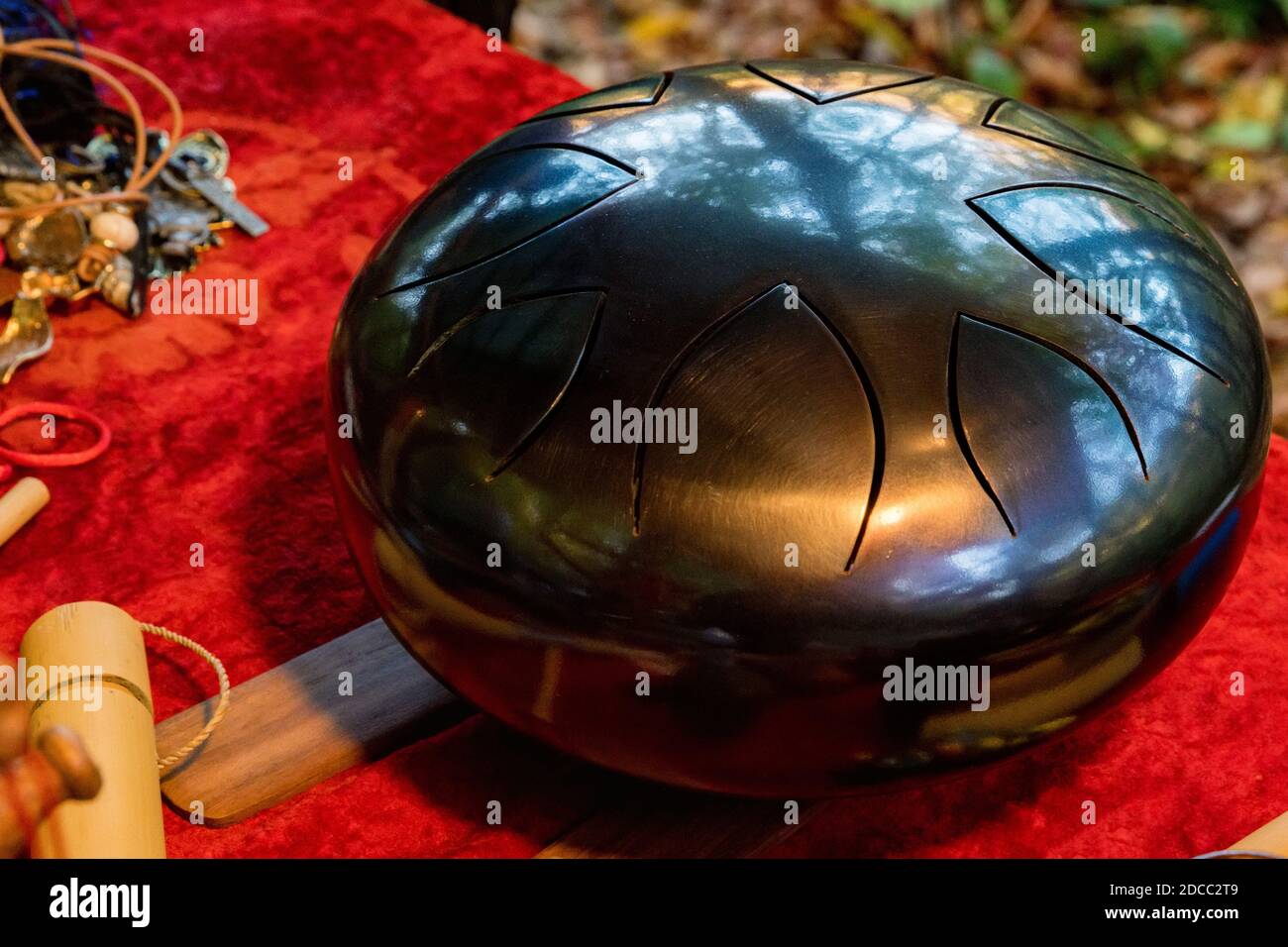 Close up of steel tongue drum at oriental market Stock Photo