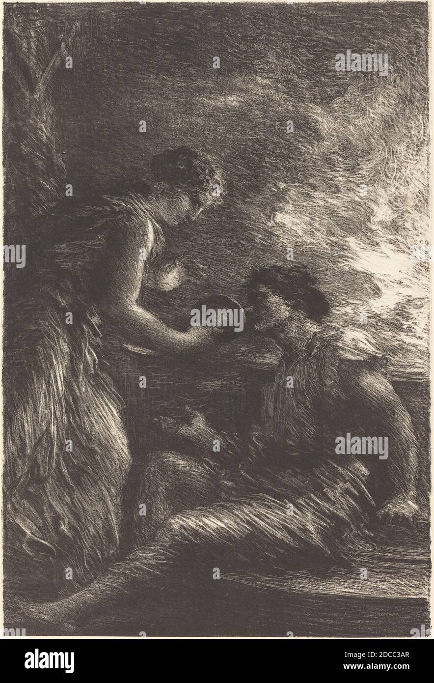 Henri Fantin-Latour, (artist), French, 1836 - 1904, Sieglinde and Siegmund from Act I of 'The Valkyrie', Wagner's 'Die Walkure', (series), lithograph Stock Photo